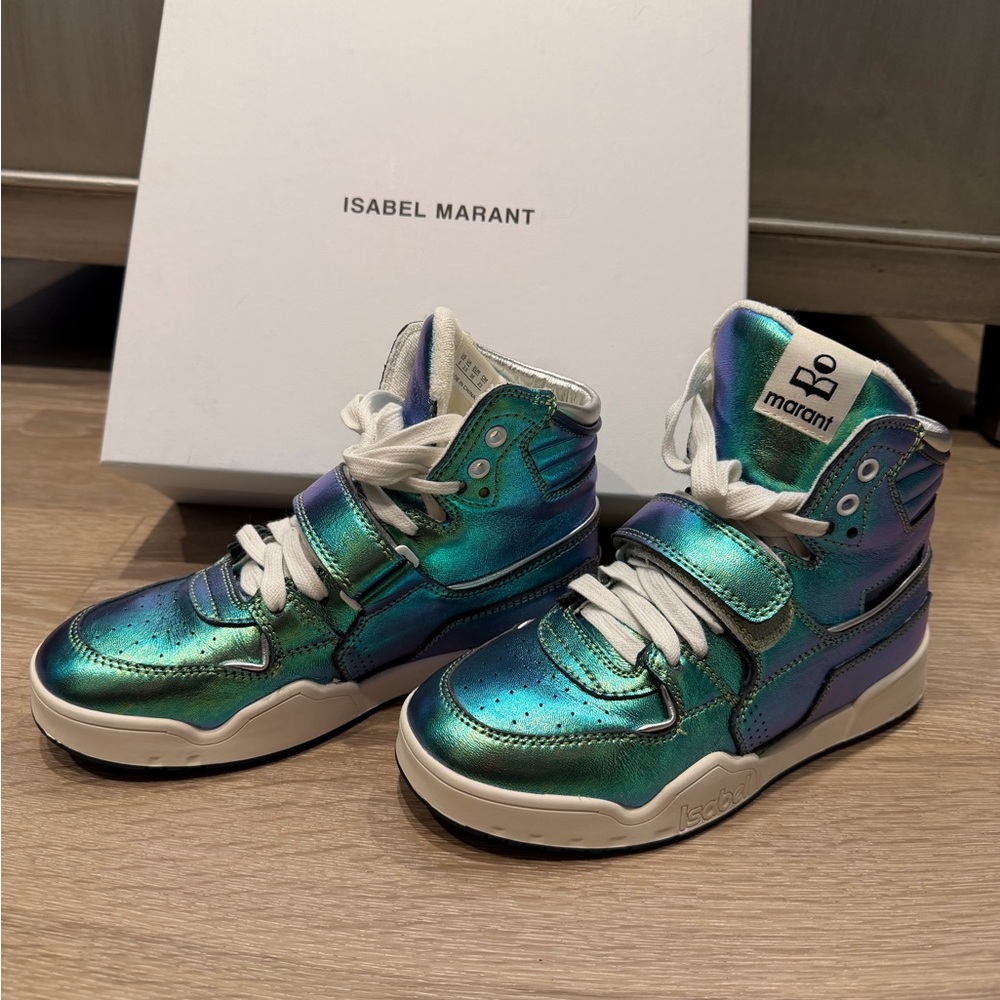 Isabel Marant Iridescent Hightops Green Sneakers